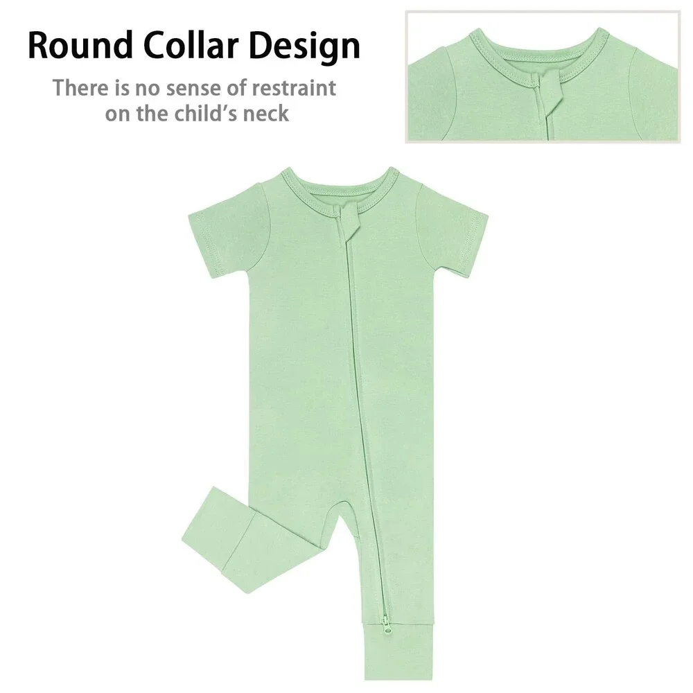 GUISBY Baby Grey Footless Short Sleeve Pajamas Zipper Cotton Sleepwear 12-18M